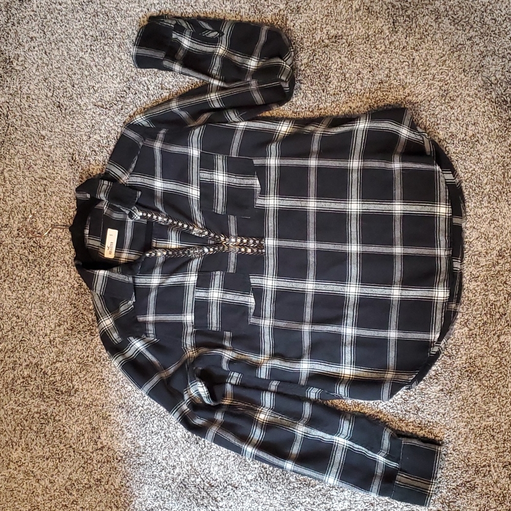 Hollister pull over flannel with beaded detail